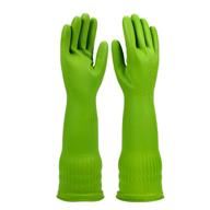 🧤 waterproof reusable rubber dishwashing gloves - 3 pairs, long-lasting & durable for kitchen and household cleaning (green, medium) logo