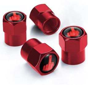 img 4 attached to Dsycar Middle Finger Tire Valve Caps Car Air Valve Stem Caps Truck Sedan SUV Motorcycle Decoration Accessories 4 Pack (Middle Finger Red)