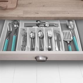 img 3 attached to 🍴 Sorbus Flatware Drawer Organizer - Expandable Cutlery Tray for Silverware, Utensils, and More - White