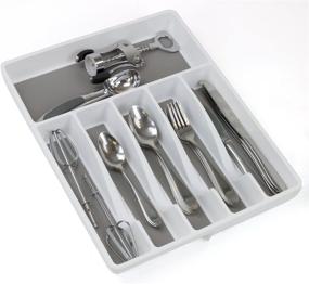img 2 attached to 🍴 Sorbus Flatware Drawer Organizer - Expandable Cutlery Tray for Silverware, Utensils, and More - White