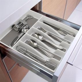 img 1 attached to 🍴 Sorbus Flatware Drawer Organizer - Expandable Cutlery Tray for Silverware, Utensils, and More - White