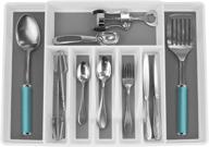 🍴 sorbus flatware drawer organizer - expandable cutlery tray for silverware, utensils, and more - white logo