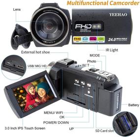 img 3 attached to 🎥 YEEHAO WiFi HD 1080P Camcorder Video Camera with Mic, Wide Angle Lens, Remote Control, Infrared Night Vision - Perfect for YouTube Vlogging