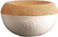 french-made emile henry cork cover salt cellar: 5.8in diameter clay container for gourmet seasoning logo