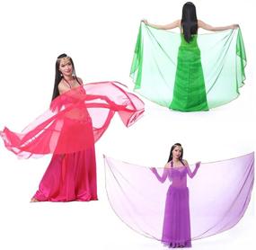 img 3 attached to 🌟 Stunning Lightweight Chiffon Belly Dance Scarf with Sequin Trim - Versatile Hip Scarf, Shawl, and Veil Set