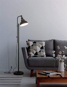 img 1 attached to Brightech Dylan - Stylish Industrial Floor Lamp for Living Rooms & Bedrooms - Rustic Farmhouse Reading Lamp - Adjustable Head Standing Pole Lamp