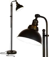 brightech dylan - stylish industrial floor lamp for living rooms & bedrooms - rustic farmhouse reading lamp - adjustable head standing pole lamp логотип