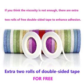 img 1 attached to 🌈 YUKUNTANG Glitter Paper Washi Tape Set - 24 Rolls of Skinny Masking Tape in 12 Vibrant Colors for DIY Crafts, Book Designs, and More