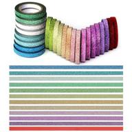 🌈 yukuntang glitter paper washi tape set - 24 rolls of skinny masking tape in 12 vibrant colors for diy crafts, book designs, and more logo