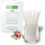 🌽 200 white pla stix compostable drinking straws - 6.5 inch fun reusable straws bpa free, non-plastic straws disposable, corn starch material logo