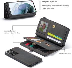 img 1 attached to 👜 Premium Leather Wallet Case for Galaxy S21 Ultra: HAII Multi-Functional Flip Cover with Zipper, Card Slots & Detachable Magnetic Phone Case - Black