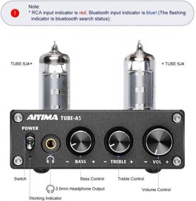 img 2 attached to Усилитель AIYIMA A5 с трубками 2.0 канала с Bluetooth мощностью стереоусилителя HiFi Stereo 6J4, усилитель наушников с вакуумной трубкой с регулировкой высоких и низких частот для домашней пассивной акустической системы + адаптер питания постоянного тока.