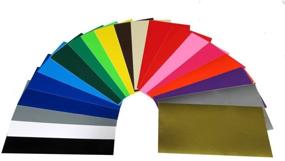 img 1 attached to 🎨 CrafteVinyl - 12x12 - 40 Sheets in Assorted Glossy Colors of Permanent Adhesive Backed Vinyl for Cricut, CraftROBO, Pazzles, and QuicKutz Cutters - CEV1200