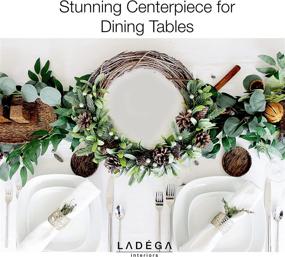 img 1 attached to 🎄 Frosted Eucalyptus Christmas Wreath with Pine Cone and Faux Berry - Rustic Farmhouse Winter Decor - Artificial Grapevine - Farmhouse Table Centerpiece