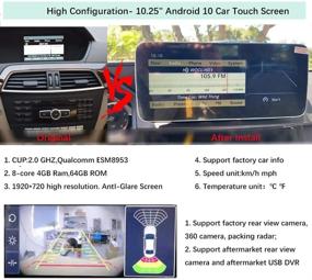 img 1 attached to 📱 Сенсорный экран 10.25" Android 10 для автомагнитолы Mercedes Benz C Class W204 C180 C200 C250 C300 C350 C63 AMG 2011-2014 год – Road Top, поддерживает беспроводной CarPlay, Android Auto и разделенный экран