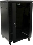 🗄️ navepoint 18u wall mount server data cabinet: secure 24-inch depth glass door storage solution with lock, key, and casters логотип