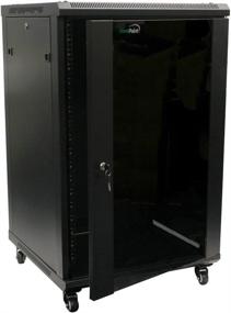 img 2 attached to 🗄️ NavePoint 18U Wall Mount Server Data Cabinet: Secure 24-inch Depth Glass Door Storage Solution with Lock, Key, and Casters