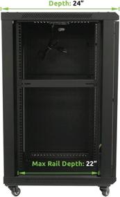 img 1 attached to 🗄️ NavePoint 18U Wall Mount Server Data Cabinet: Secure 24-inch Depth Glass Door Storage Solution with Lock, Key, and Casters