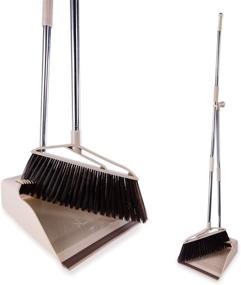 img 4 attached to 🧹 Long Handle Broom and Dustpan Set for Home Kitchen Cleaning - Outdoor and Indoor Brush Cleaning Holder