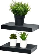 📚 welland set of 2 black floating shelves wall mounted shelf, 10" deep for home decor logo