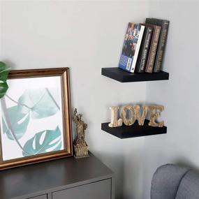 img 2 attached to 📚 WELLAND Set of 2 Black Floating Shelves Wall Mounted Shelf, 10" Deep for Home Decor