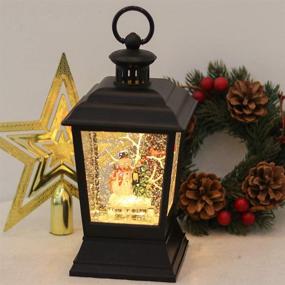 img 2 attached to 🎄 Wondise Lighted Snow Globe Lantern: Christmas Street Lamp Shape with 6H Timer, Battery Operated Snowman & Christmas Tree Scene. Glittering Hanging Water Lantern for Festive Home Decoration & Gift