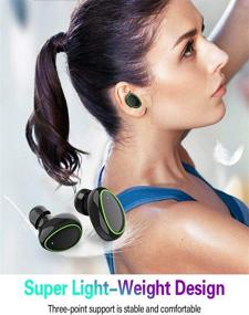 img 3 attached to 🎧Беспроводные наушники Bluetooth 5.0 с защитой от воды и чехлом для зарядки - внутриканальные наушники TWS, дисплей индикации уровня заряда батареи, время работы 120 часов, шумоподавляющая гарнитура с глубоким басом, стерео звуком, микрофон