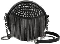 heidi crossbody circle bag with tassel - genuine leather round handbag and messenger bag logo