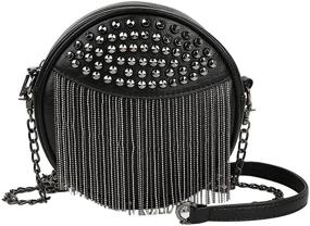 img 1 attached to Heidi Crossbody Circle Bag with Tassel - Genuine Leather Round Handbag and Messenger Bag