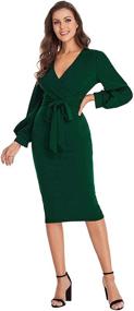img 1 attached to Verdusa Womens Surplice Bishop Bodycon: A Perfect Suiting & Blazers Choice for Women