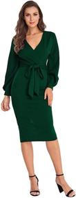 img 4 attached to Verdusa Womens Surplice Bishop Bodycon: A Perfect Suiting & Blazers Choice for Women