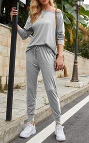 img 1 attached to PRETTYGARDEN Sweatsuit Shoulder Loungewear Tracksuits Women's Clothing for Lingerie, Sleep & Lounge