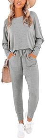 img 4 attached to PRETTYGARDEN Sweatsuit Shoulder Loungewear Tracksuits Women's Clothing for Lingerie, Sleep & Lounge