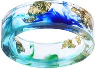 🌊 veinti+1 ручной работы кольцо в океанском стиле из прозрачной смолы/пластика с яркими чернилами для женщин/мужчин (17 мм) - откройте для себя модные и уникальные украшения, вдохновленные океаном! логотип