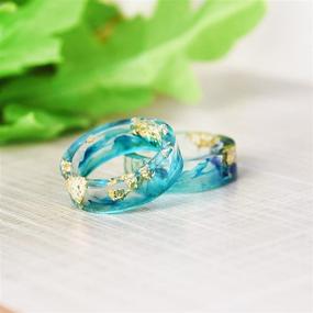 img 1 attached to 🌊 VEINTI+1 Handmade Ocean Style Colorful Ink Transparent Resin/Plastic Women/Men's Charm Ring (17mm) - Discover Fashionable and Unique Ocean-inspired Jewelry!