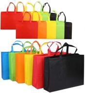 🎁 12 пачек подарочных сумок для вечеринок - идеальные сумки из нетканого материала с ручками для подарков на день рождения и закусок | 6 ярких цветов в комплекте логотип