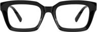 👓 alsenor retro square oversized eyeglass frames with blue light blocking for reading glasses and computer use (black, 1.75x) logo