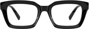 img 4 attached to 👓 Alsenor Retro Square Oversized Eyeglass Frames with Blue Light Blocking for Reading Glasses and Computer Use (Black, 1.75x)