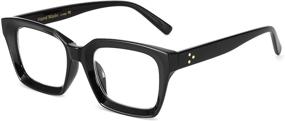 img 3 attached to 👓 Alsenor Retro Square Oversized Eyeglass Frames with Blue Light Blocking for Reading Glasses and Computer Use (Black, 1.75x)