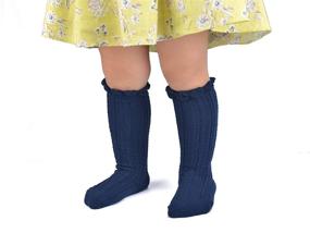 img 2 attached to 🧦 Adorable EPEIUS Baby Girls Knee High Cotton Socks with Ruffled Stockings (Pack of 3/5) - Ideal for Newborns, Infants, and Toddlers!