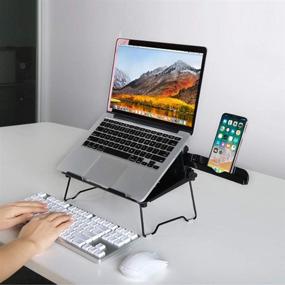 img 3 attached to 💻 COOSKIN Lightweight Ventilated Laptop Stand Desk with Adjustable Phone Stand Holder, Foldable & Portable Riser, Compatible with 13-17 inch Notebooks - Black