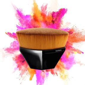 img 3 attached to 💆 Flat Top Kabuki Hexagon Foundation Makeup Brush - Blending Liquid, Cream or Flawless Powder Cosmetics for a Flawless Finish. Bonus Protective Case Included - Black