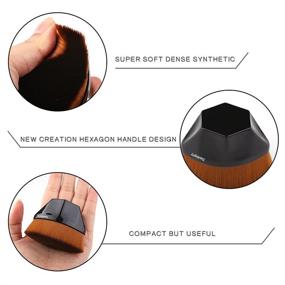 img 1 attached to 💆 Flat Top Kabuki Hexagon Foundation Makeup Brush - Blending Liquid, Cream or Flawless Powder Cosmetics for a Flawless Finish. Bonus Protective Case Included - Black