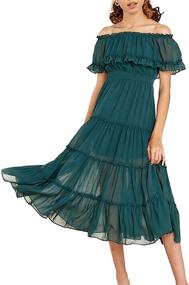 img 1 attached to ETCYY Womens Shoulder Ruffles Chiffon Dresses: Elegant Women's Clothing for All Occasions