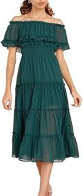 img 2 attached to ETCYY Womens Shoulder Ruffles Chiffon Dresses: Elegant Women's Clothing for All Occasions