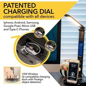 img 2 attached to 🔦 LumiCharge 6-in-1 Eye-Friendly LED Desk Lamp with iPhone Charging Dock - Qi Wireless Charger 10W, Touch & Motion Light, Clock with LED Display, Compatible with All Phone Models & Apple Smart Watches