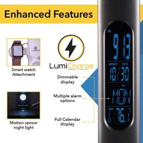 img 1 attached to 🔦 LumiCharge 6-in-1 Eye-Friendly LED Desk Lamp with iPhone Charging Dock - Qi Wireless Charger 10W, Touch & Motion Light, Clock with LED Display, Compatible with All Phone Models & Apple Smart Watches