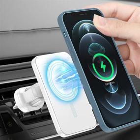 img 4 attached to The Vikings Magnetic Wireless Car Charger Vent Mount for iPhone 13/12: Fast 15W Charging with MagSafe Case, Magnet Phone Holder Stand - White