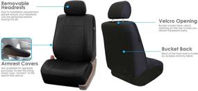 img 2 attached to 🔳 Black PU Leather Seat Covers (Front Set) by FH Group - Universal Fit for Cars, Trucks & SUVs (Model: PU001102)