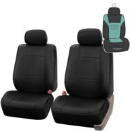 🔳 black pu leather seat covers (front set) by fh group - universal fit for cars, trucks & suvs (model: pu001102) logo